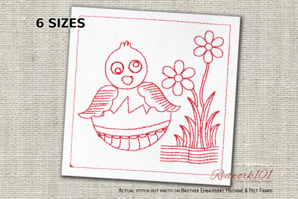 Easter Baby Chick Redwork