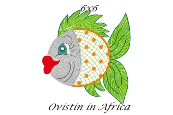 Green Orange Sassy Applique Fish
